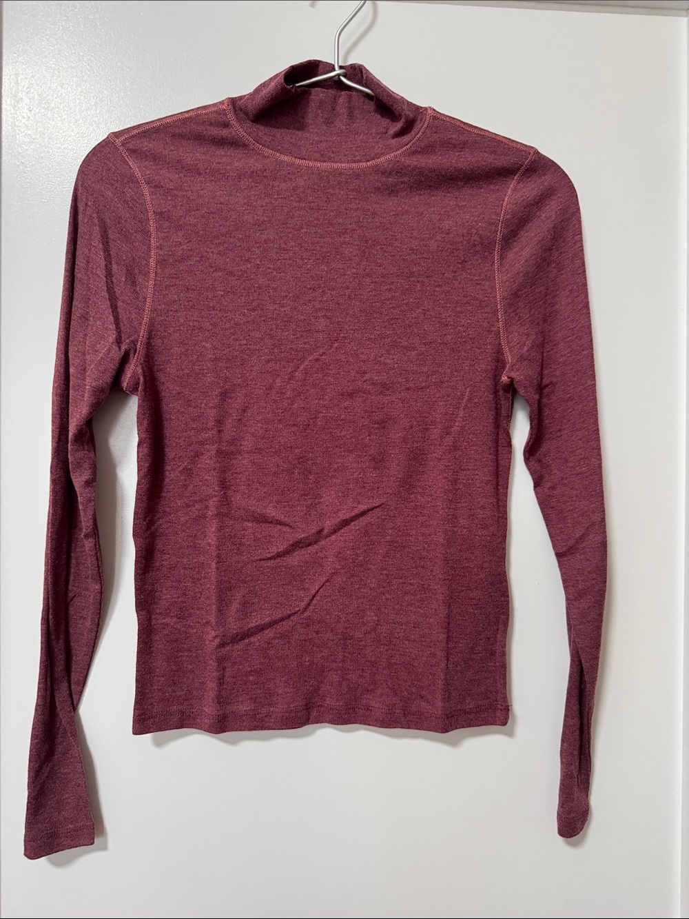 Madewell Long Sleeve Mock Neck Top in Wine